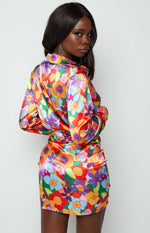 Lover Satin Shirt Dress Multi Floral Image