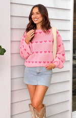 Lovey Pink Heart Stripe Jumper Image