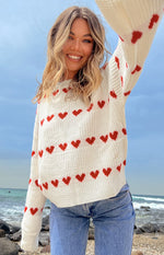 Lovey Red Heart Stripe Jumper Image