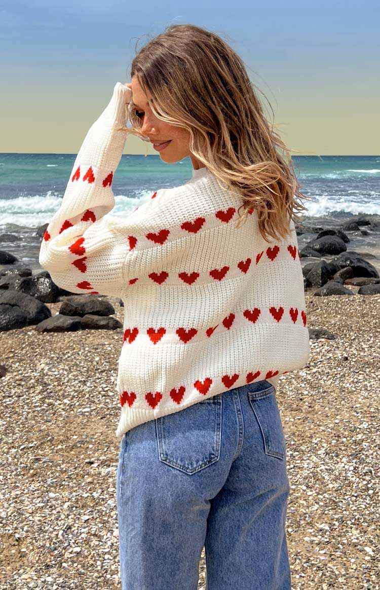 Lovey Red Heart Stripe Jumper Image