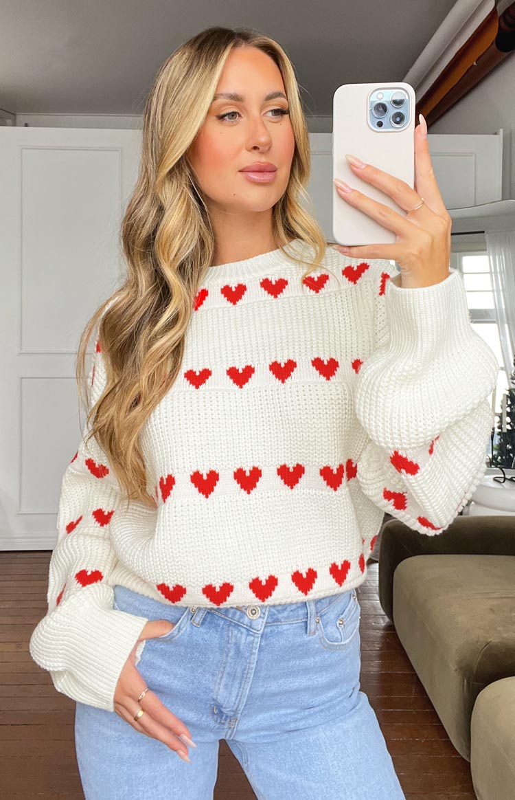 Lovey Red Heart Stripe Jumper Image