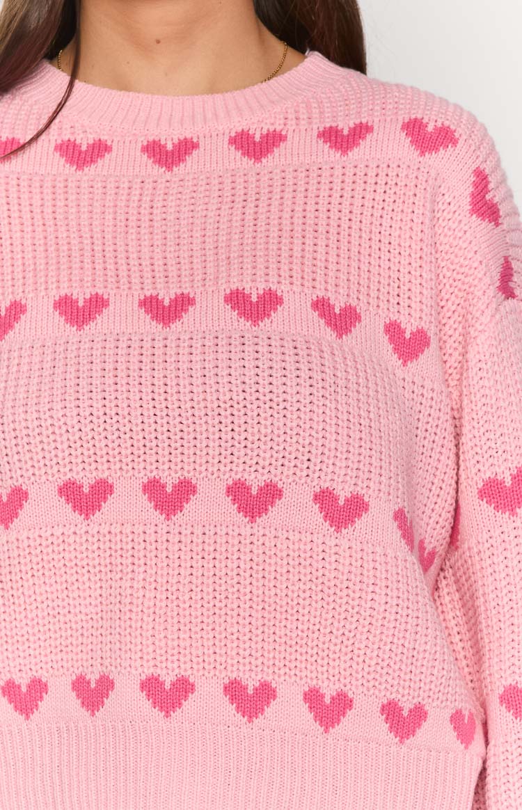 Lovey Pink Heart Stripe Jumper Image