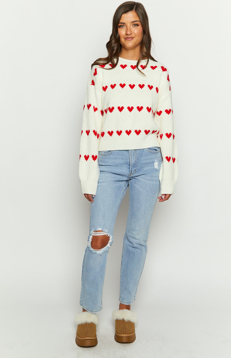 Lovey Red Heart Stripe Jumper Image