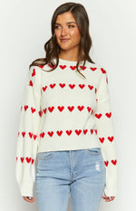 Lovey Red Heart Stripe Jumper Image