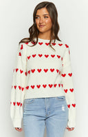 Lovey Red Heart Stripe Jumper