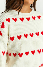 Lovey Red Heart Stripe Jumper Image