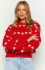 Lovey White Heart Stripe Jumper Image