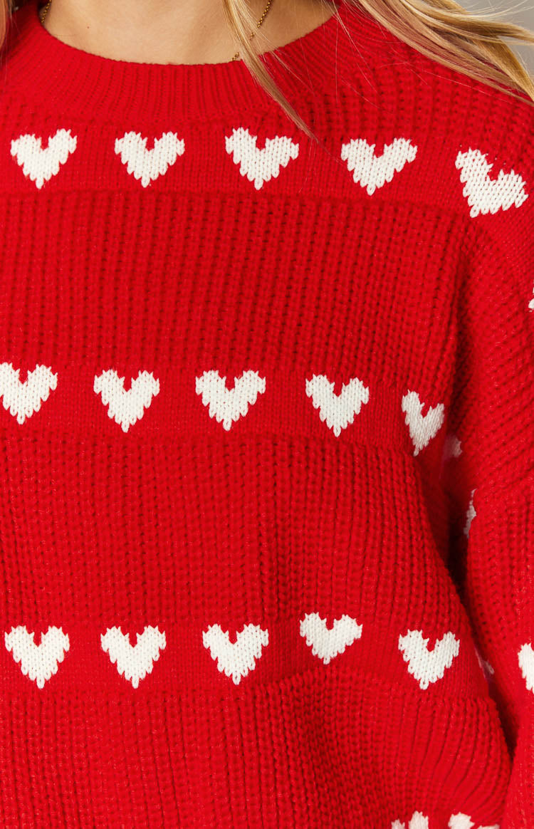 Lovey White Heart Stripe Jumper