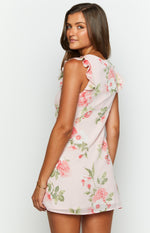 Luca White Floral Chiffon Mini Dress Image