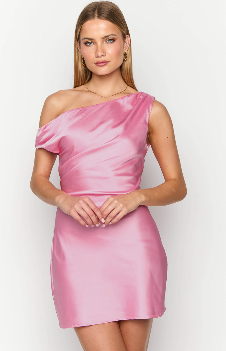 Lucas Pink Satin Mini Dress Image