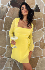 Lucy Yellow Long Sleeve Mini Dress Image