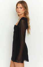 Lucy Black Long Sleeve Mini Dress Image