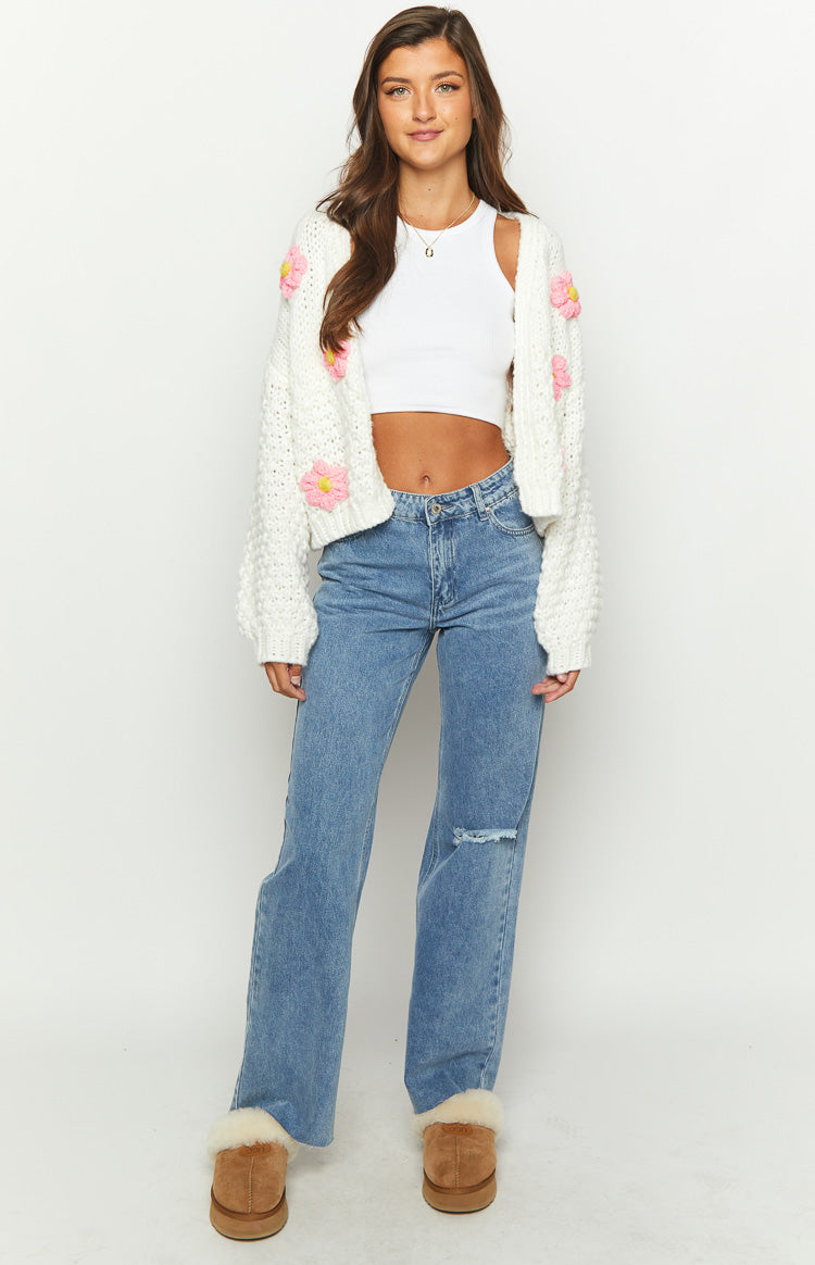 Luella White Flower Knit Cardigan Image