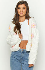 Luella White Flower Knit Cardigan – Beginning Boutique NZ