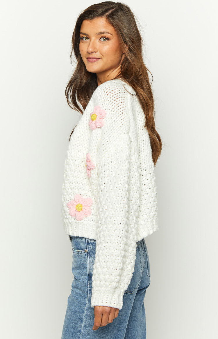 Luella White Flower Knit Cardigan Image