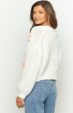 Luella White Flower Knit Cardigan Image