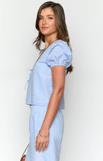 Lunya Blue Gingham Tie Up Top Image