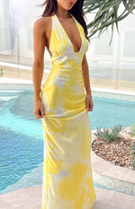 Lyra Yellow Halter Neck Maxi Dress Image