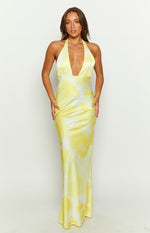 Lyra Yellow Halter Neck Maxi Dress Image