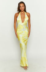 Lyra Yellow Halter Neck Maxi Dress Image