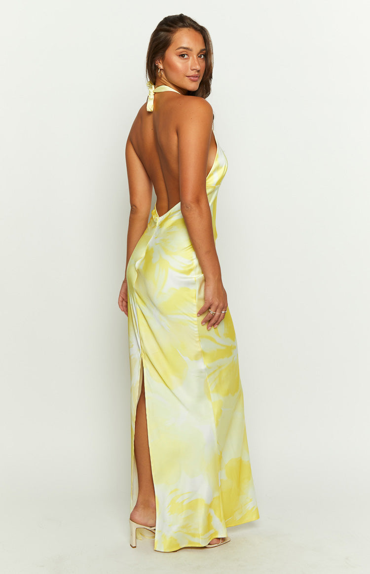 Lyra Yellow Halter Neck Maxi Dress Image