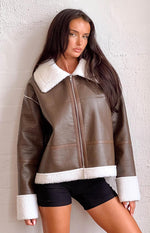 Myki Brown Sherpa Jacket Image