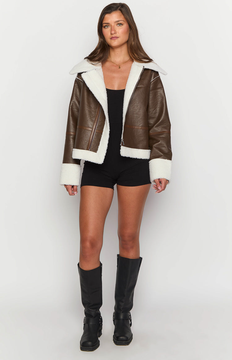 Myki Brown Sherpa Jacket Image