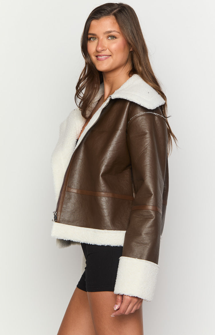 Myki Brown Sherpa Jacket Image