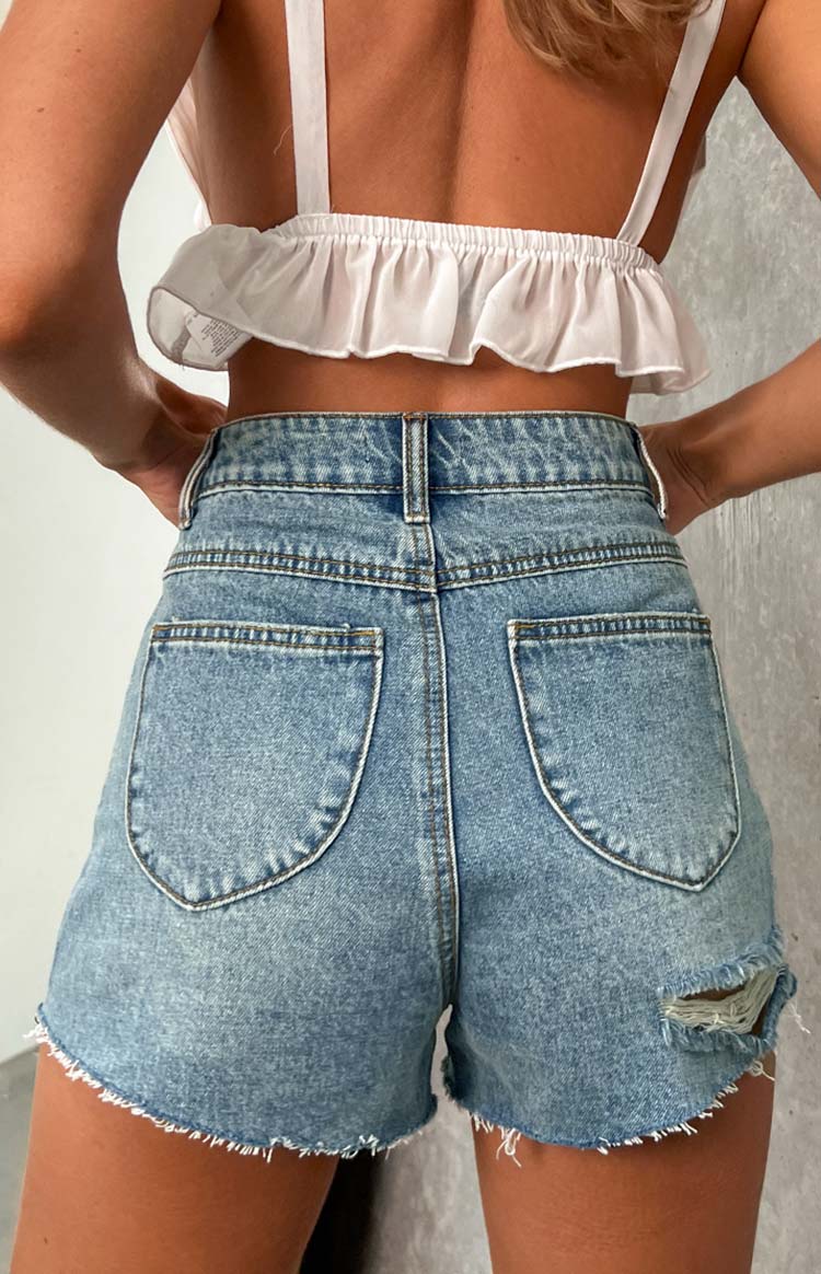 Maiah Blue Denim High Waisted Shorts Image