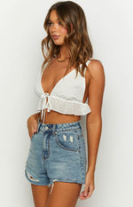 Maiah Blue Denim High Waisted Shorts Image