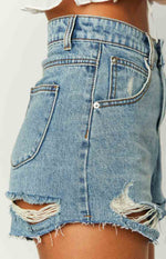 Maiah Blue Denim High Waisted Shorts Image