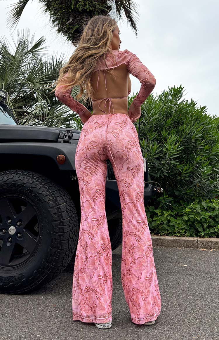 Main Act Pink Swirl Snake Print Pants Image