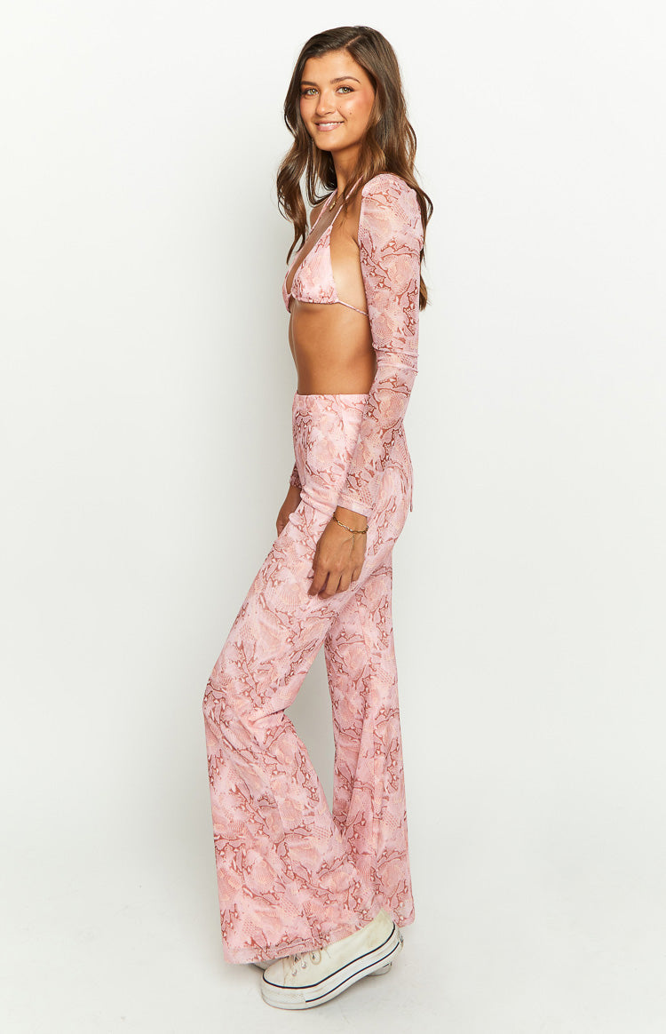 Main Act Pink Swirl Snake Print Pants Image