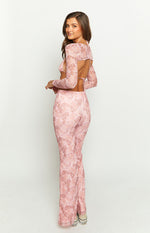 Main Act Pink Swirl Snake Print Pants Image