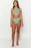 9.0 Swim Majorca Green Striped High Waisted Bikini Bottoms