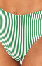 9.0 Swim Majorca Green Striped High Waisted Bikini Bottoms Image