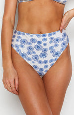 Majorca High Waisted Bikini Bottoms Blue Daisy Image