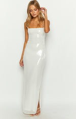 Manhattan White Sequin Slip Maxi Formal Dress Image