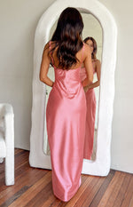 Marbelle Pink Satin Maxi Dress Image