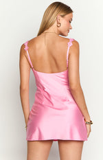 Marbelle Hot Pink Satin Mini Dress Image