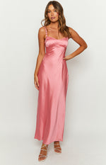 Marbelle Pink Satin Maxi Dress Image