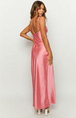 Marbelle Pink Satin Maxi Dress Image