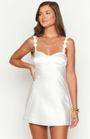 Marbelle White Satin Mini Dress