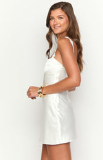 Marbelle White Satin Mini Dress Image