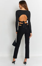 Margherita Hip Cut Out Pants Black Image