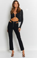 Margherita Hip Cut Out Pants Black Image