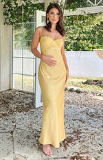 Mariana Yellow Lace Bust Midi Dress Image