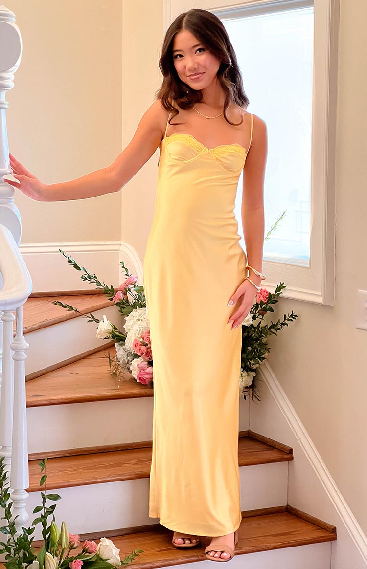 Mariana Yellow Lace Bust Midi Dress Image