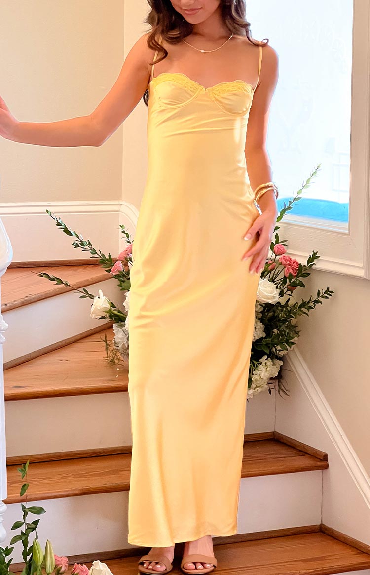 Mariana Yellow Lace Bust Midi Dress Image