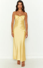 Mariana Yellow Lace Bust Midi Dress Image